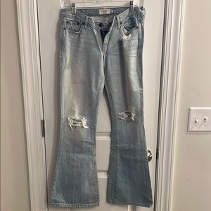 Light Blue Distressed Flare Jeans
